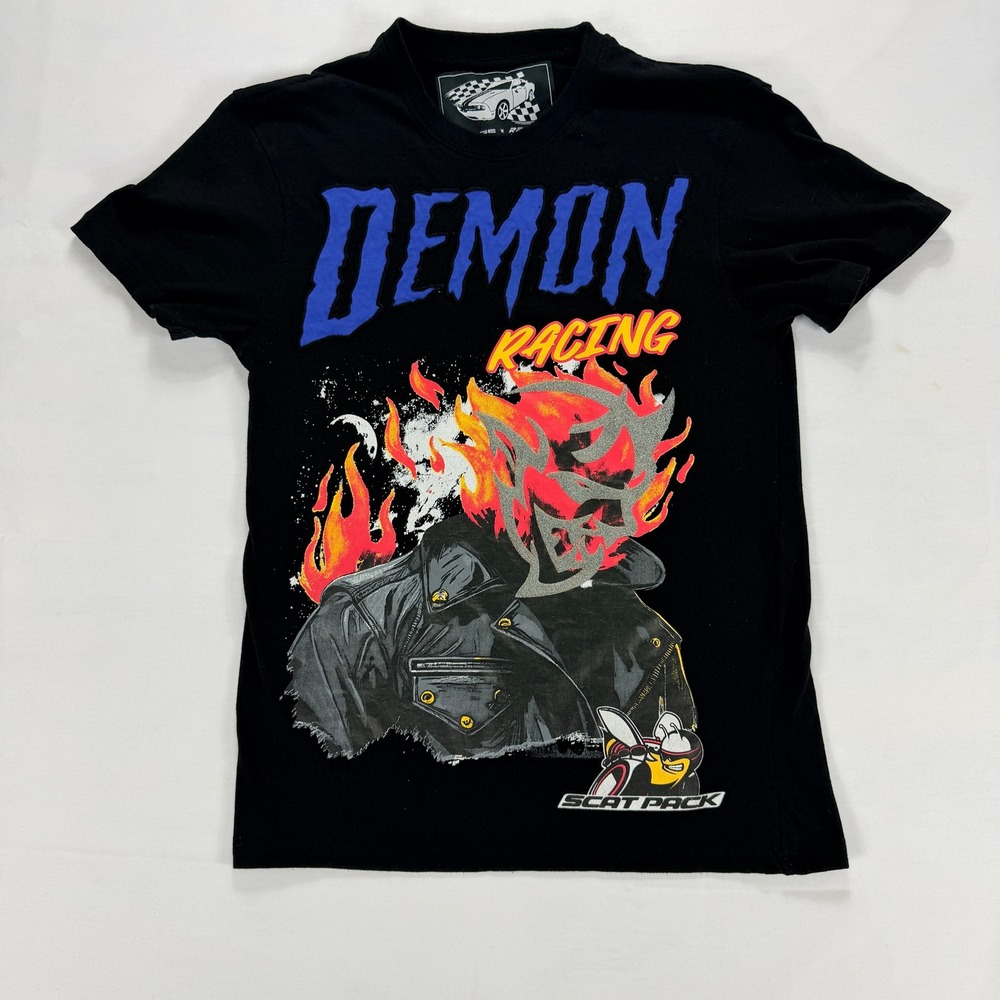 Dodge‎ Demon Racing Scat Pack Flame Skull Graphic Tee Black Men's M